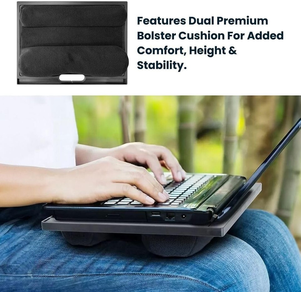 Halter Lap Desk Laptop Stand 8 Adjustable Angles Dual Microbead Bolster