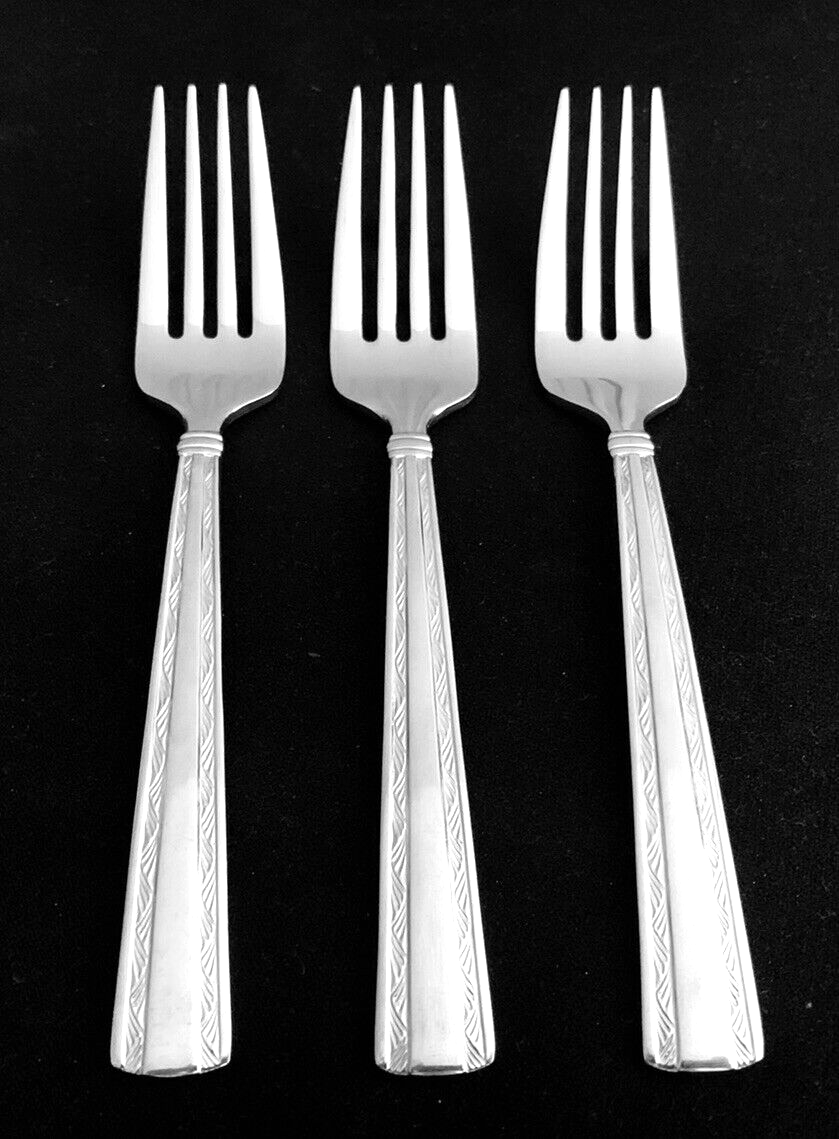 WATERFORD Stainless GREENWICH Set Of 3 SALAD FORKS 7 1/8" Flatware 18/