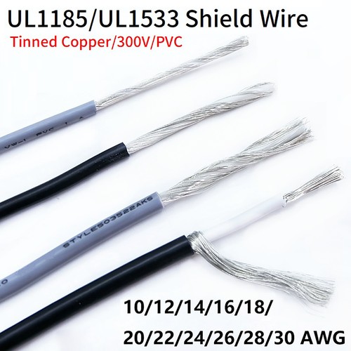 UL1533/1185 Single Core Shield Wire 28/26/24/22/20/18/16/14/12/10AWG Audio Cable - Picture 1 of 6
