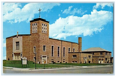 c1960 Holy Rosary Catholic Church Exterior Building Aurora Minnesota MN Postcard