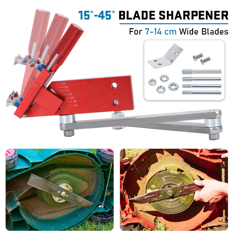 Lawn Mower Blade Sharpener Adjustable Holder 15°- 45° For Straight And Standard
