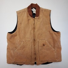 Vintage Carhartt Vest 2XL XXL V02BRN Duck Canvas Vest Quilted Lined Full Zip