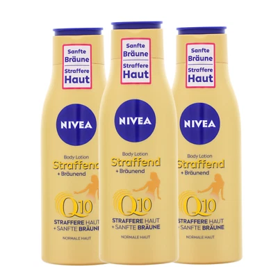 3 x NIVEA Body Lotion Straffend+Bräunend Q10 Pflege jeweils 200ml Körperlotion