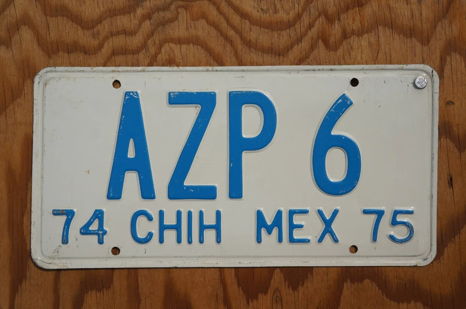1974 1975 Chihuahua MEXICO License Plate # AZP 6 - Image 2 of 3