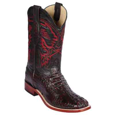 LOS ALTOS CHERRY GENUINE HORNBACK CAIMAN CROCODILE SQUARE WESTERN BOOT D 8220218