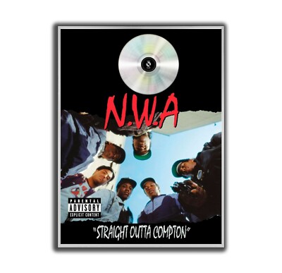 NWA Poster, Straight Outta Compton GOLD/PLATINIUM CD, gerahmtes Poster HipHop 