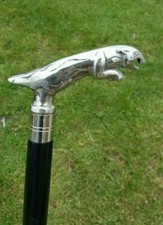 JAGUAR HANDLE WALKING STICK CANE SOLID BRASS HANDLE WOODEN BLACK STICK CANE GIFT