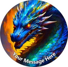 Dragon Blue Personalised Cake Toppers Edible Icing Wafer Decor Bday Party DND