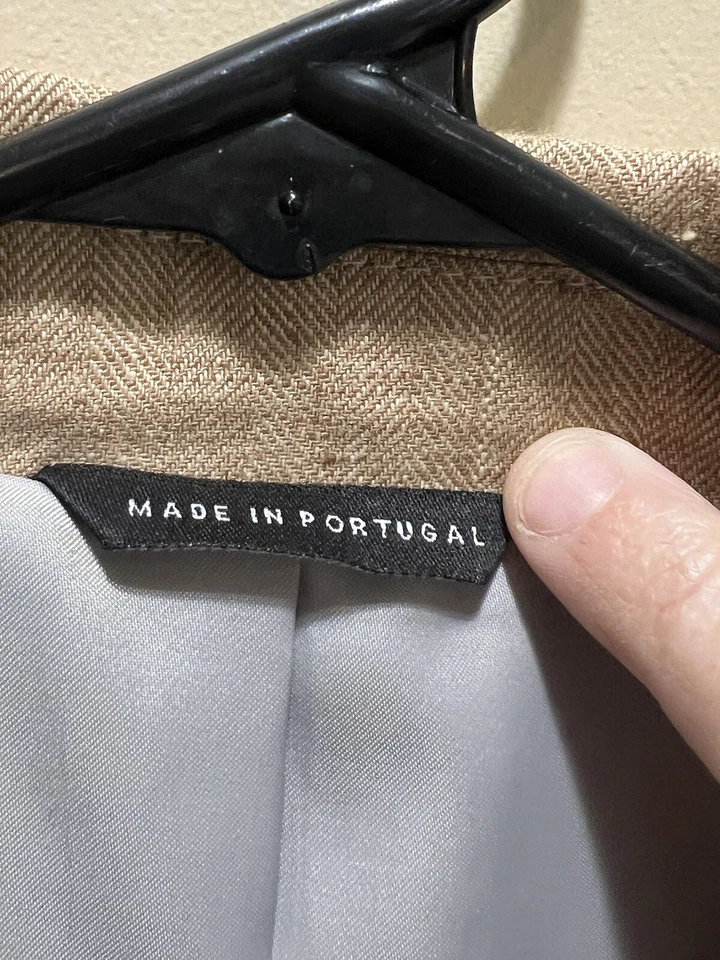 Abrigo blazer deportivo Orvis Signature 42T beige/tostado 100% lino espiga 2 btn Foto 4 de 4