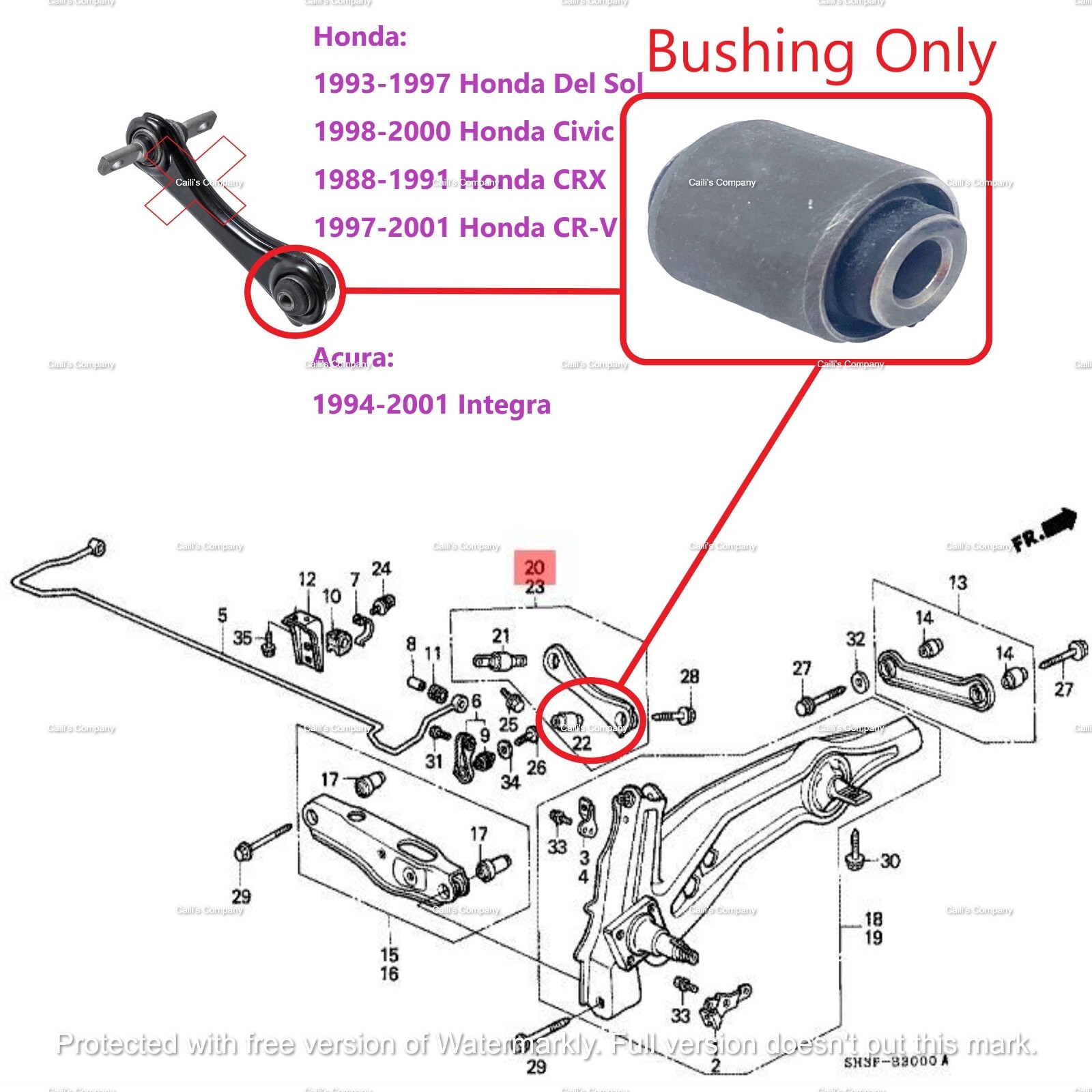 MB864711 Bushing For Rear Suspension Upper Control Arm Mitsubishi  