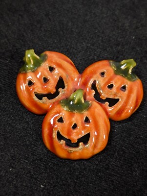 Halloween Jack O Lantern Pumpkin Enamel Brooch Pin Fall Autumn