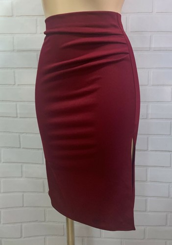 Side Split Ruch Feature Bodycon Figure Hugging Knee Skirt Size 8 - 18 - Picture 23 of 35