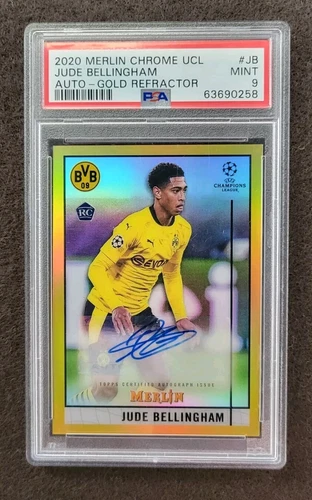 2020-21 Topps Merlin Jude Bellingham Gold Auto PSA 9 10/50 RC Rookie Card 