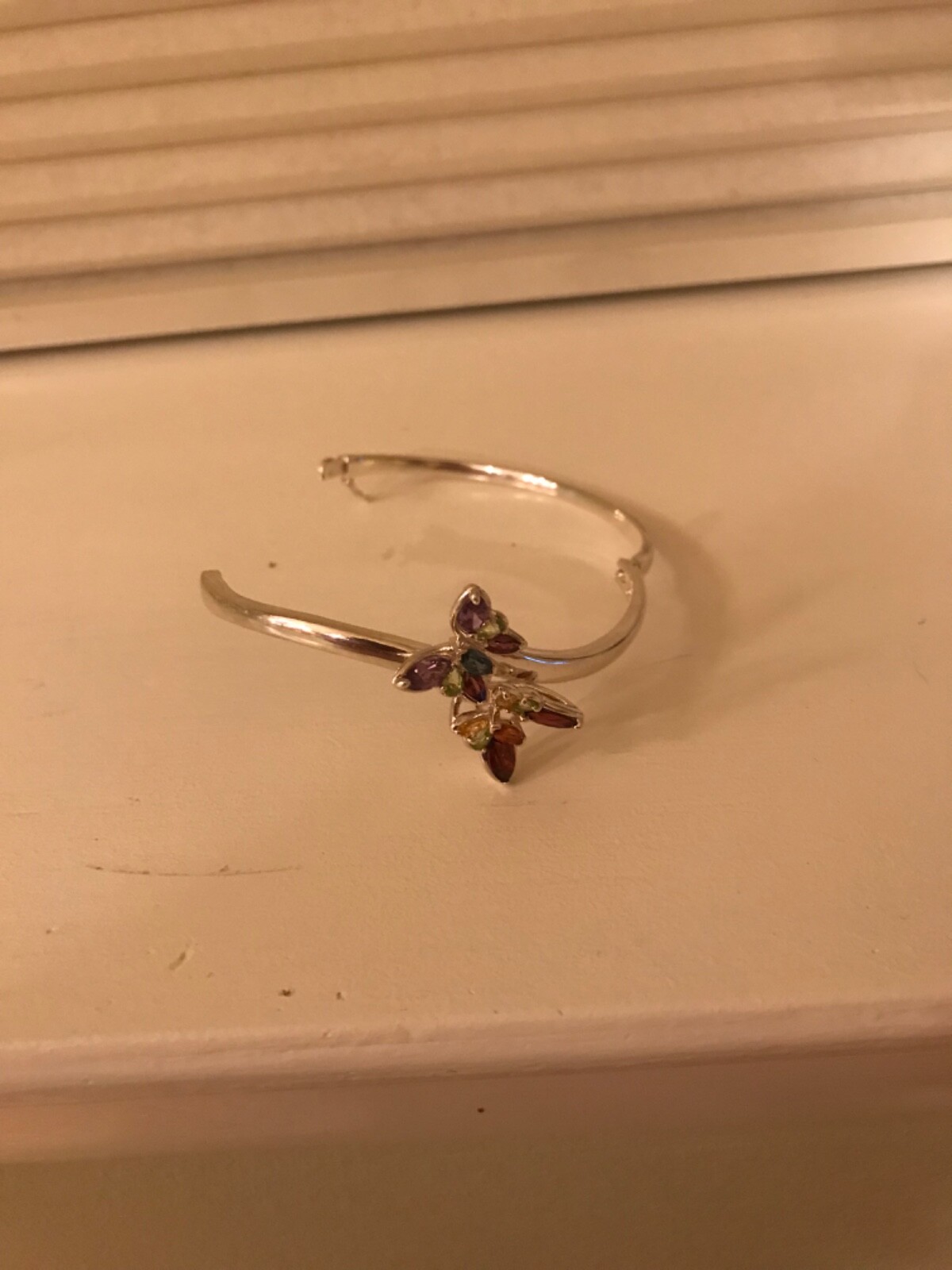 Sterling Silver Multigemstone Hinged Bracelet wit… - image 3