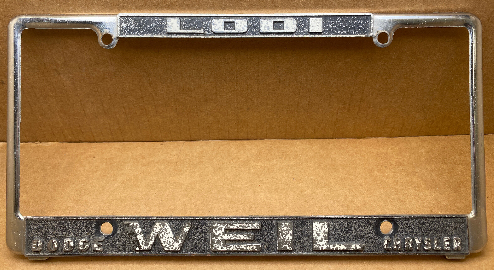 RARE DODGE CHRYSLER “WEIL” ( LODI CA.) CAR DEALERLICENSE PLATE FRAMEVINTAGE eBay