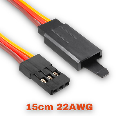   15cm 22AWG Servo Verlängerungskabel JR Graupner Futaba mit Haken Verschluß RC 