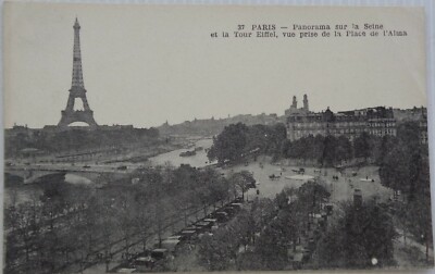 Paris 75 Cpa Panorama On La Seine And The Tour Eiffel Good Condition Ebay