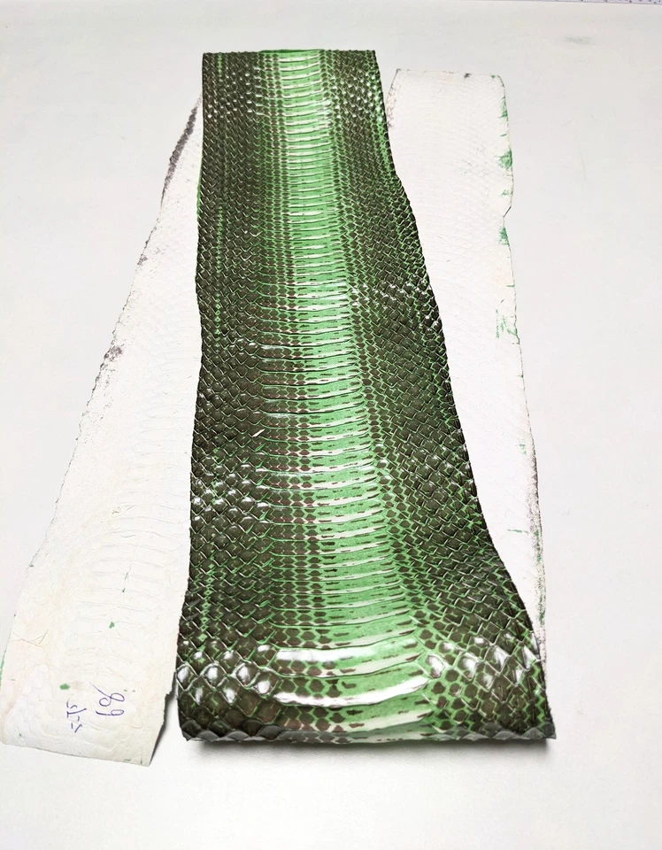 Genuine Cobra  Snake Skin Leather Hide Snakeskin Craft Supply Glossy Green - Image 3 of 4