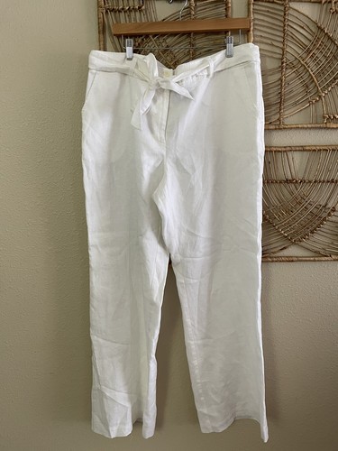 Style u0026 Co Women's Wide Leg 100% Linen Pants Lagenlook Waist Tie White Sz  18 EUC | eBay