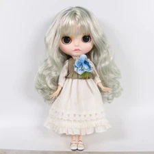 Blythe doll Dudu mouth Make up Purple and green hair from Factory Joint Body 12"