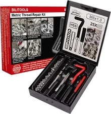 BILITOOLS M6x1.0 Thread Repair Kit, HSS Drill Helicoil M6 x 1.0, Metric 