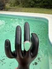 Artisan Royston Turquoise Sterling Silver Adj Statement Ring Southwest closed bk