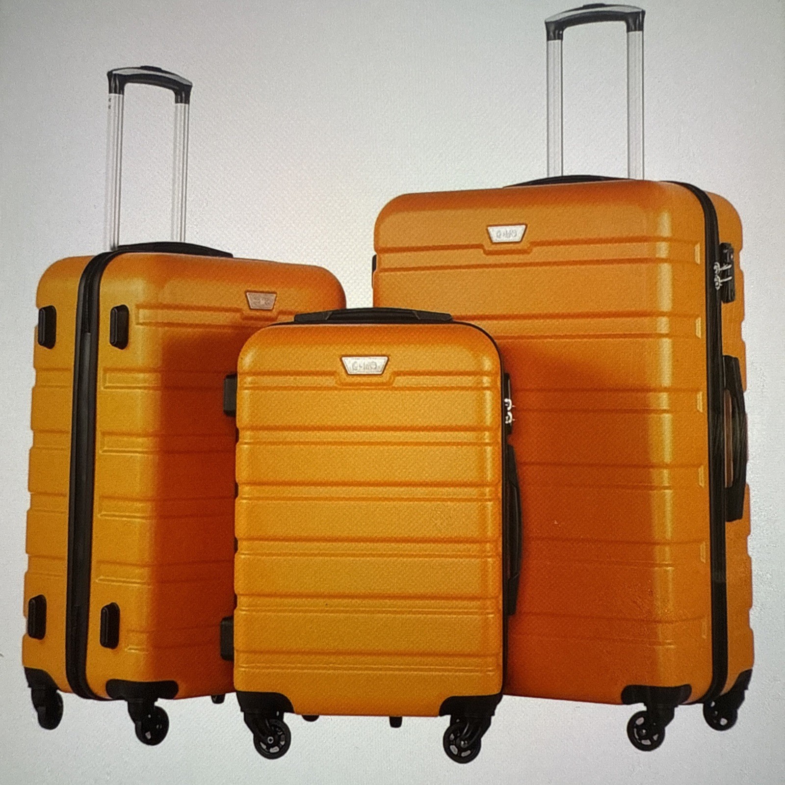 3 Piece Set, Lightweight Hardshell, 20" / 24" / 28" Orange