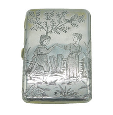 Sampson Mordan Victorian Sterling Silver Nursery Rhyme Wallet Case Antique