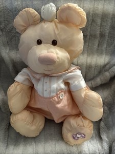 Vintage 1986 PUFFALUMP Fisher Price Peach Bear Cub/Peach Romper #8006 17” Tall