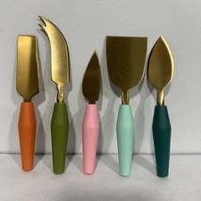 Colorful Cheese Knife Set - 5 Knives With Durable Plastic Handles