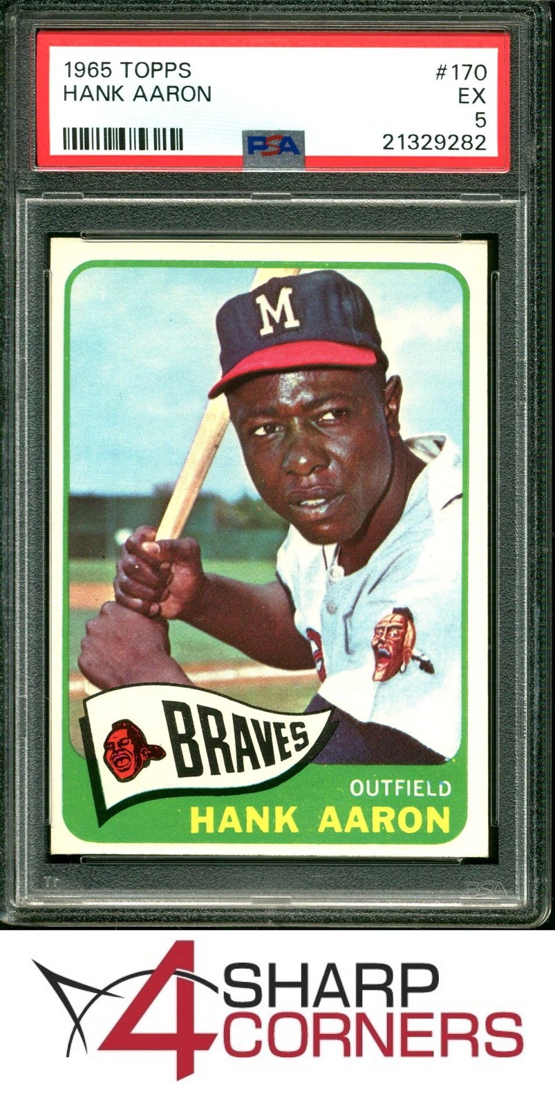 1965 TOPPS #170 HANK AARON BRAVES HOF PSA 5