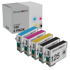 5 BLACK  COLOR 125 T1251 Reman Ink Cartridge for Epson Stylus NX420 NX125