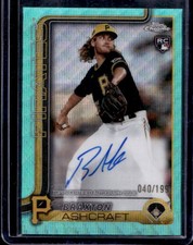 2025 Topps Chrome Update Braxton Ashcraft Auto RC Aqua Wave Refractor #/199
