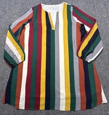 Peach Love California Dress Womens Large Multicolor Striped V Neck Shift Lined