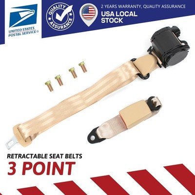 Front Auto Vehicle Adjustable Retractable 3 Point Safety Seat Belt Straps NEW