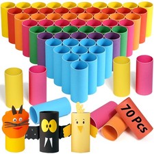 70 Pack Colorful Craft Tubes - 1.5x3.4 Inch Heavy-Duty Cardboard Tubes for DI...