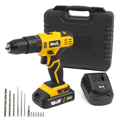 20v Cordless Drill Combi Driver High Power Electric Screwdriver Wolf Set