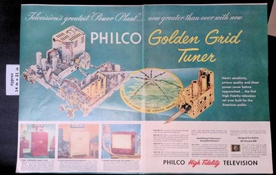 1952 PHILCO Golden Grid Tuner Television's Greatest ''Power Plant'' Print Ad 54750