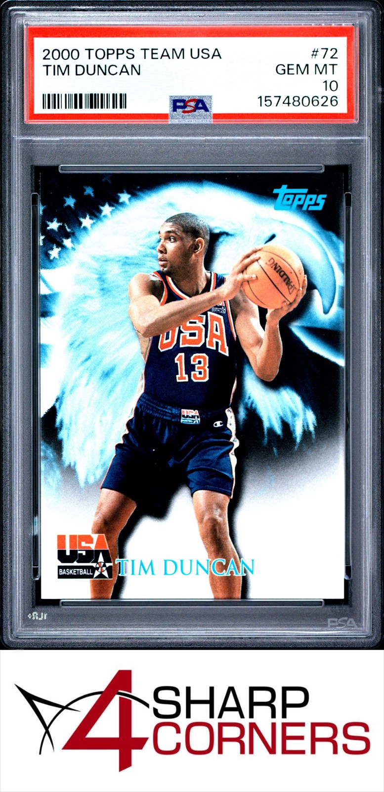2000 TOPPS TEAM USA BASKETBALL #72 TIM DUNCAN SPURS HOF PSA 10