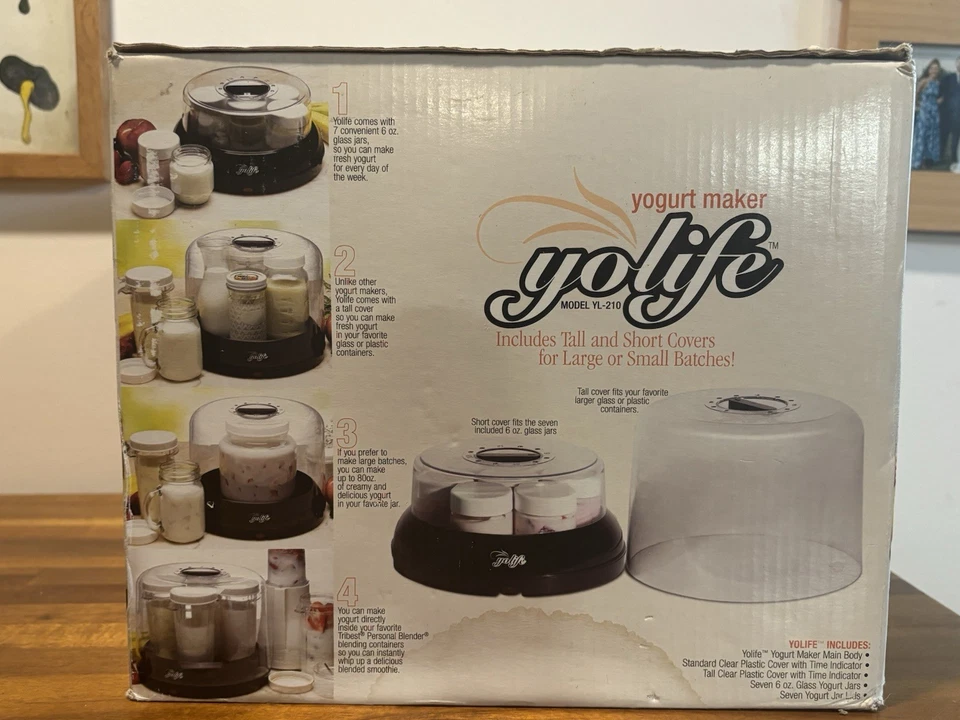 Yolife YL210 Yogurtera Tribest Cubiertas Grandes y Pequeñas 7 Tarros y Tapas de Yogur Nuevo en Caja Foto 2 de 4