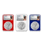 3pc Set - 2025 $1 1-oz American Silver Eagle NGC MS69 ER Black Label Red White