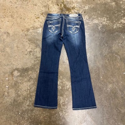 Rock Revival Amy Easy Boot Y2K Jeans 28 Waist Embellished