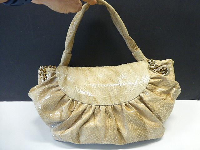 Stuart Weitzman Leather Cream Python Embossed Pri… - image 2