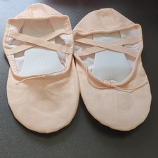 Pink Ballet Slippers Split Sole Canvas Shoes w/ Elastic Straps Size 40