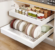 2 Pack Pull Out Cabinet Organizer Expandable 12.1-20.4" Slide Drawer 21" Deep