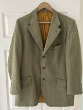 John Brocklehurst Wool Check Jacket Mens 42S Green Shooting Blazer Pristine Cond
