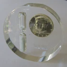 Vintage BU First Issue 1964 Kennedy Half Dollar Egg Timer Lucite Paperweight
