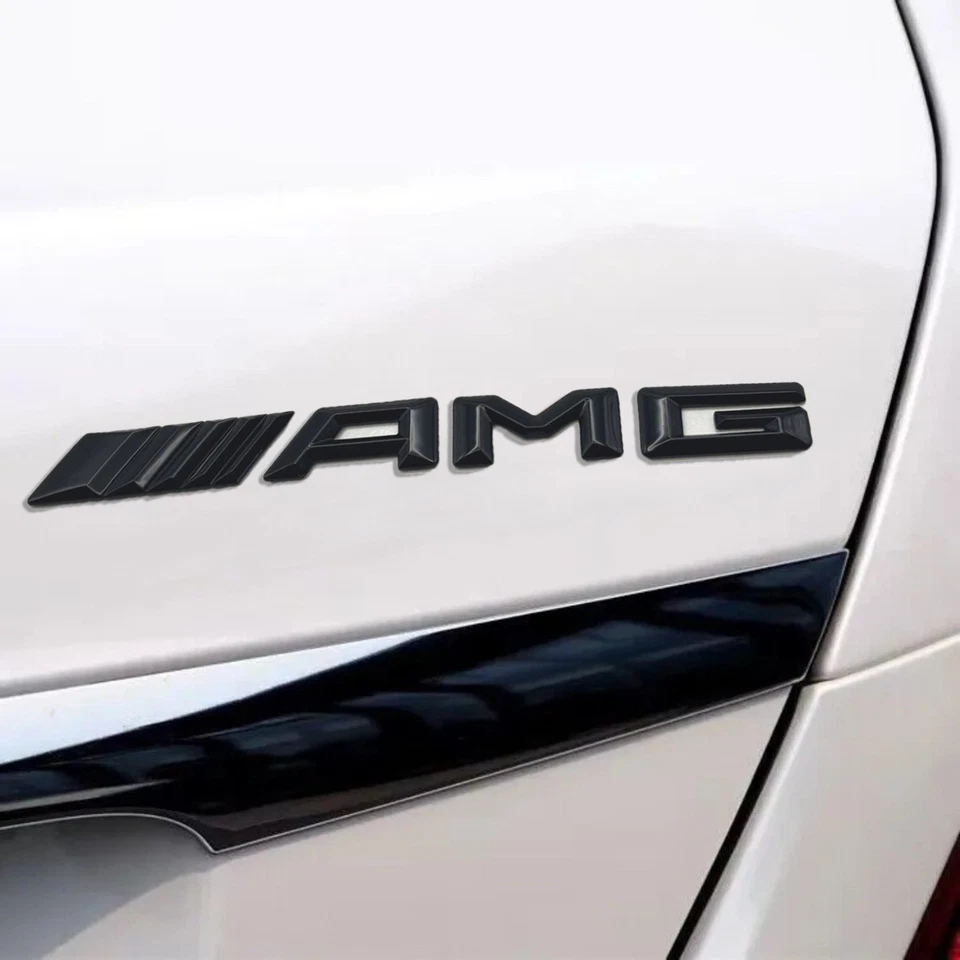 Mercedes AMG Logo Aufkleber Emblem Schriftzug Schwarz glänz für Heckklappe - Bild 1 von 4