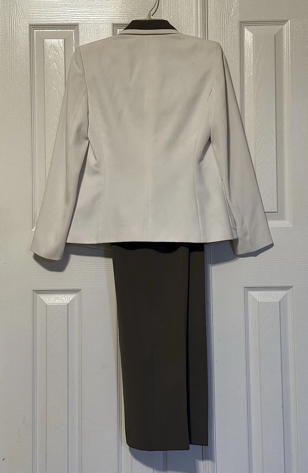 Kasper Mujer Verde Blanco 3 Piezas Blazer Pantalones Top Traje Talla 4 Foto 2 de 4