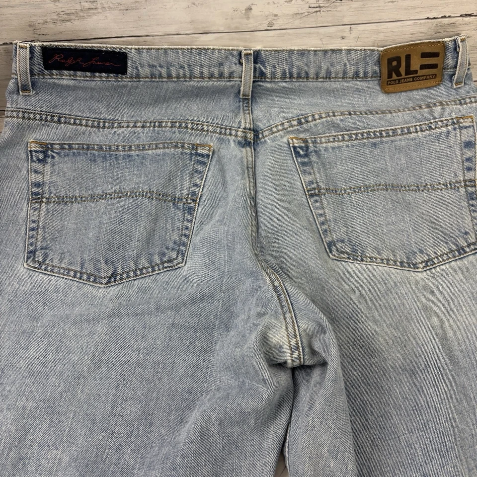 Ralph Lauren Polo Mens Jeans Skater Vtg 90s Signature Banner 38x30 100% Cotton - Image 2 of 4